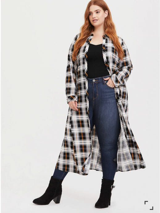 Plaid Duster from Torrid - Curvicality Magazine