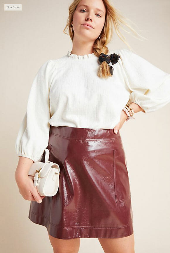 Faux Patent Leather Skirt Anthropologie - Curvicality Magazine