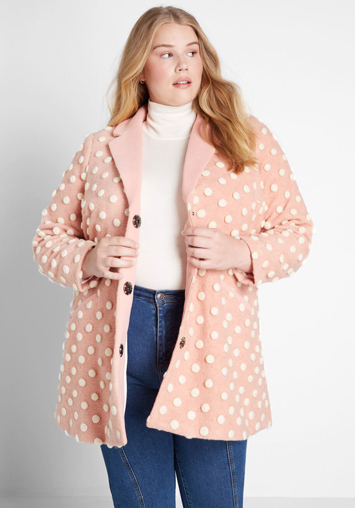 10104177 Salient Style Wool Coat Pink PLUS SIZE01 Curvicality