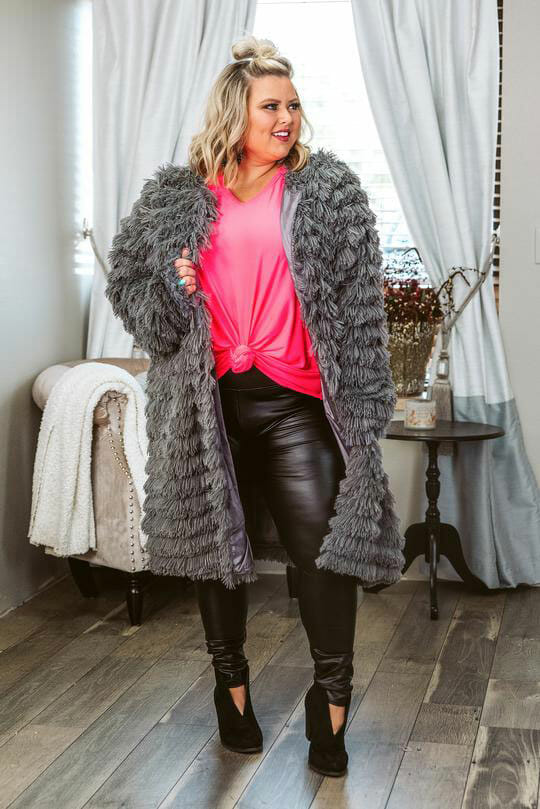 Glitzy Girlz Women’s Boutique In Texas The Might Be Us Charcoal - Cardigan - Curvicality