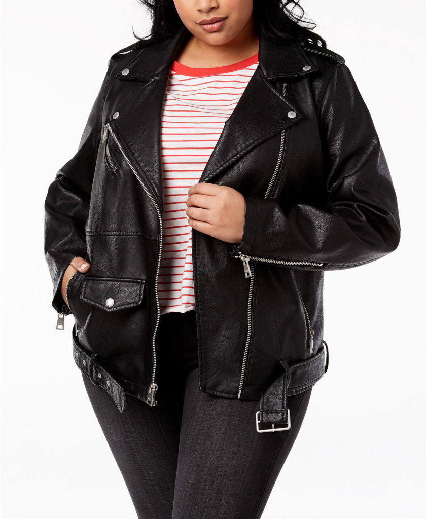 Levi’s Faux Leather Moto Jacket - Front View - Macy’s - Curvicality