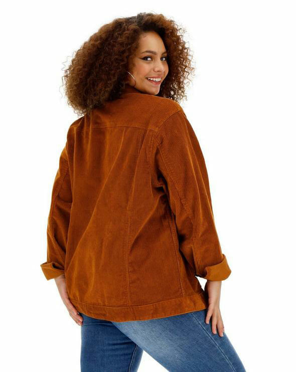 Simply Be Cord Oversized Western Jacket - Back View - Curvicality