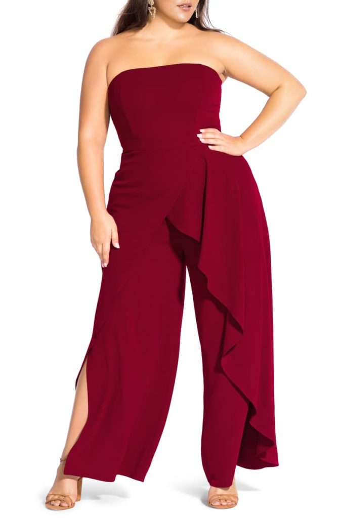 Nordstrom City Chic Strapless Jumpsuit - Curvicality Magazine - plus-size holiday jumpsuits