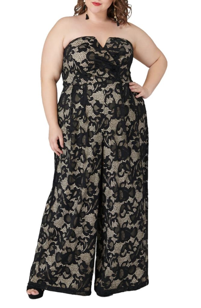 Nordstrom Strapless Wide Leg Lace Jumpsuit - Curvicality Magazine