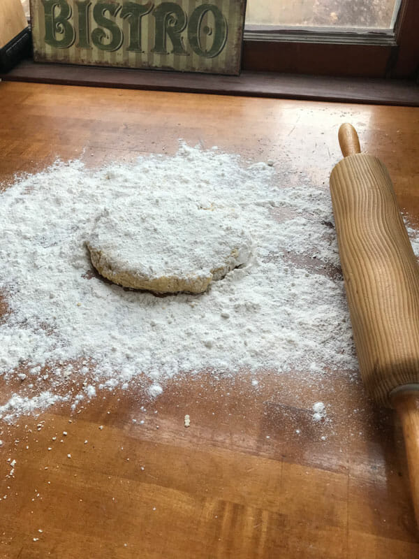 Holiday Homemade Noodles: Cover dough disk with flour