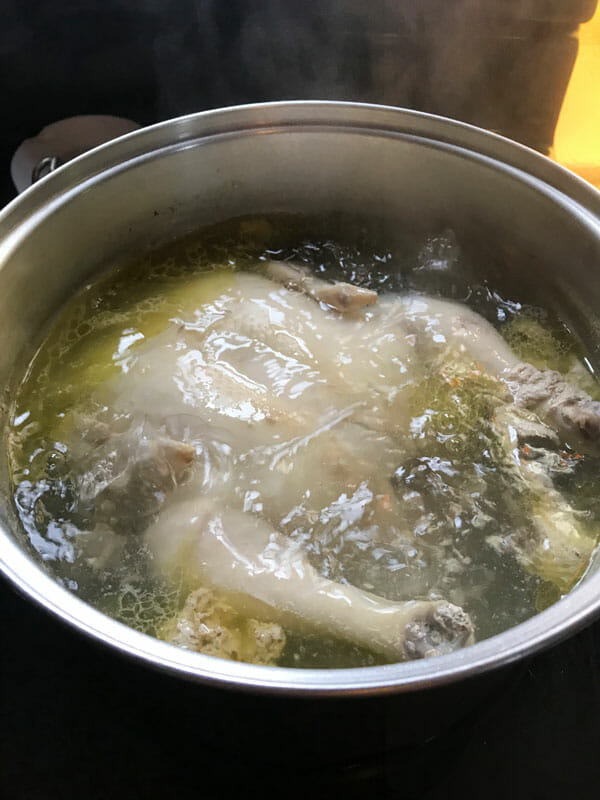 Homemade Chicken & Noodles: First boil the chicken