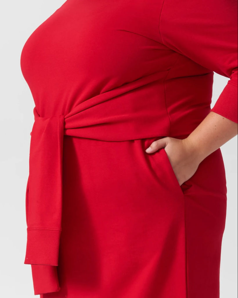 MISA DRESS RED Universal Standard Side View Curvicality Magazine Plus Sized Fashion Freedom