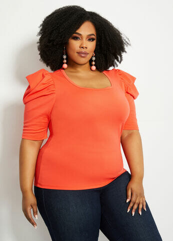 plus-size puff sleeves